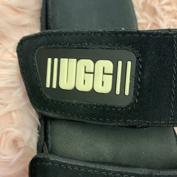UGG Greer Black Suede Upper Velcro Slides - Picture 8 of 9